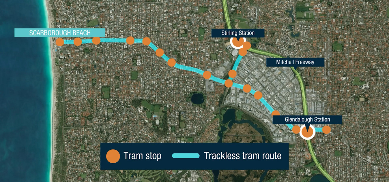 Concept art for the trackless tram trial