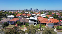Aerial urban suburban cityscape landscape view in Perth Western Australia
